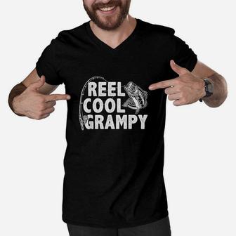 Vintage Reel Cool Grampy Loves Fishing Gift Father Day Men V-Neck Tshirt | Crazezy