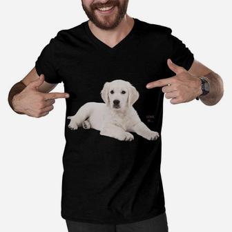 White Labrador Retriever Shirt Yellow Love Lab Mom Dog Dad Men V-Neck Tshirt | Crazezy CA