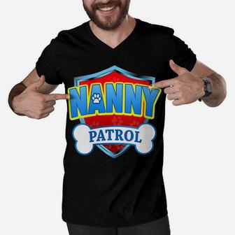 Womens Funny Nanny Patrol - Dog Mom, Dad For Men Women Men V-Neck Tshirt | Crazezy