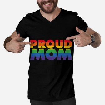 Womens Gay Pride Shirt Proud Mom Lgbt Parent T-Shirt Father's Day Men V-Neck Tshirt | Crazezy