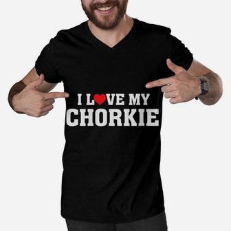 Womens I Love My Chorkie - Proud Dog Parent Owner - Puppy Mom Dad Men V-Neck Tshirt | Crazezy UK