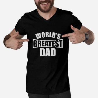 World's Greatest Dad Men V-Neck Tshirt | Crazezy