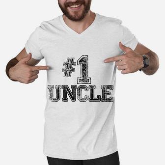 1 Uncle - Number One Sports Father's Day Gift Men V-Neck Tshirt | Crazezy