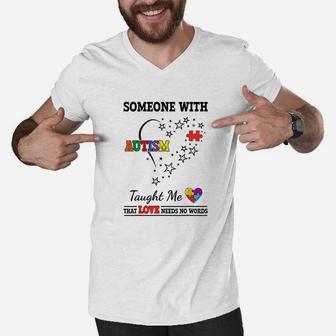 Awareness Support Autistic Gift For Mom Dad Men V-Neck Tshirt | Crazezy AU
