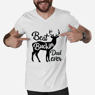 Best Buckin Dad Ever Men V-Neck Tshirt | Crazezy DE
