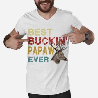 Best Buckin' Papaw Ever Shirt Deer Hunting Bucking Father Men V-Neck Tshirt | Crazezy UK