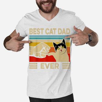 Best Cat Dad Ever Funny Cat Daddy Father Day Gift Men V-Neck Tshirt | Crazezy