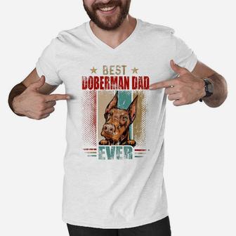 Best Doberman Dad Ever Retro Vintage Dog Lovers Men V-Neck Tshirt | Crazezy DE