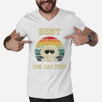 Best Dog Dad Ever - Funny Bichon Frise Dog Bichon Tenerife Men V-Neck Tshirt | Crazezy