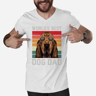 Best Dog Dad Vintage Bloodhound Sweatshirt Men V-Neck Tshirt | Crazezy