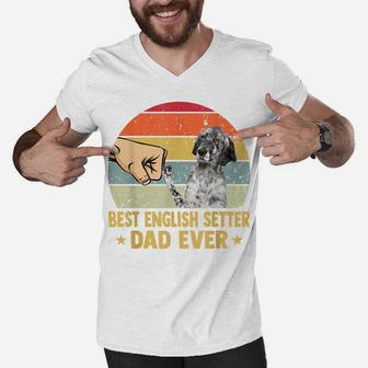 Best English Setter Dad Ever Retro Vintage Father Day Men V-Neck Tshirt | Crazezy DE