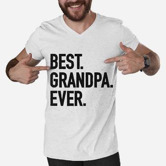Best Grandpa Ever Men V-Neck Tshirt | Crazezy