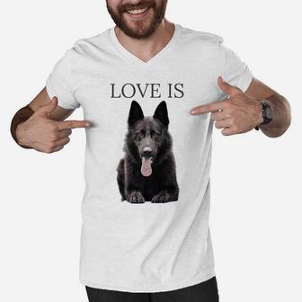 Black German Shepherd Shirt Shepard Tshirt Dog Mom Dad Love Men V-Neck Tshirt | Crazezy