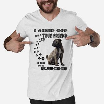 Bugg Quote Mom, Pugin Dad Print, Cute Boston Terrier Pug Dog Men V-Neck Tshirt | Crazezy DE