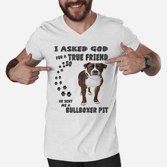 Bullboxer Pit Quote Mom Dad Costume, Boxer Pitbull Mix Dog Men V-Neck Tshirt | Crazezy