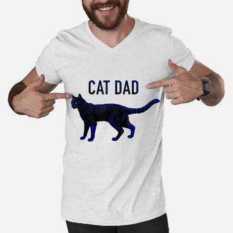 Cat Dad Gifts Fathers Day For Best Cat Dad Ever Men Daddy Men V-Neck Tshirt | Crazezy AU
