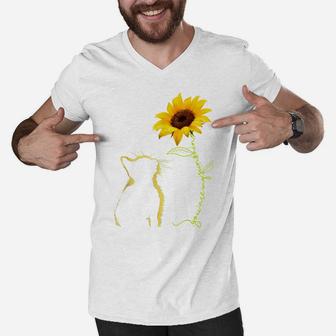 Cat You Are My Sunshine Sunflower Cat Lovers Mom Dad Gifts Men V-Neck Tshirt | Crazezy CA