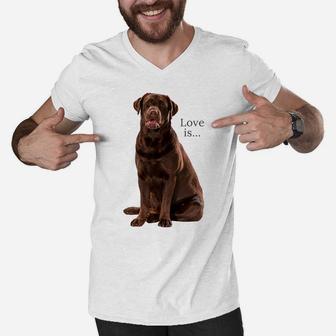 Chocolate Labrador Retriever Shirt Lab Tee Dog Mom Dad Puppy Men V-Neck Tshirt | Crazezy