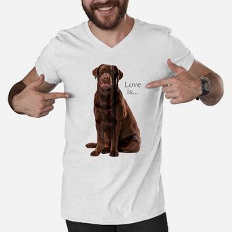 Chocolate Labrador Retriever Shirt Lab Tee Dog Mom Dad Puppy Zip Hoodie Men V-Neck Tshirt | Crazezy UK