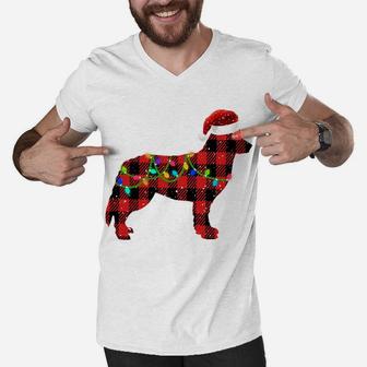 Christmas Lights Bernese Mountain Dog Lover Dog Dad Dog Mom Men V-Neck Tshirt | Crazezy AU
