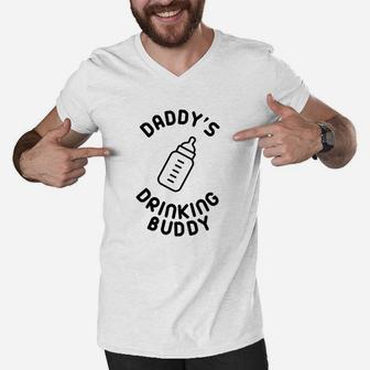 Crazy Bros Daddys Drinking Buddy Funny Cute Men V-Neck Tshirt | Crazezy UK