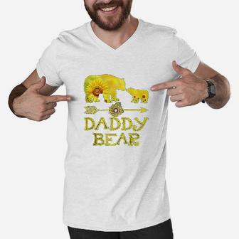 Daddy Bear Mothers Day Sunflower Family Gift Men V-Neck Tshirt | Crazezy DE