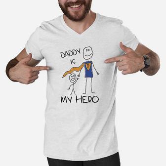 Daddy Is My Hero Men V-Neck Tshirt | Crazezy CA