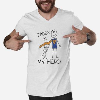 Daddy Is My Hero Men V-Neck Tshirt | Crazezy