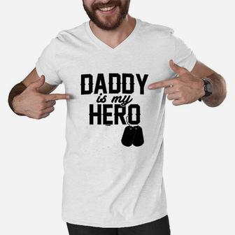 Daddy Is My Hero Men V-Neck Tshirt | Crazezy AU