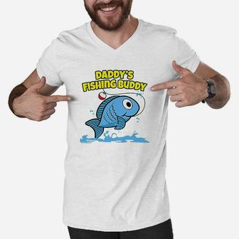 Daddys Fishing Buddy Men V-Neck Tshirt | Crazezy UK