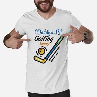 Daddys Little Golfing Buddy Men V-Neck Tshirt | Crazezy UK