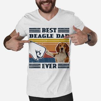 Dog Vintage Best Beagle Dad Ever Father's Day Men V-Neck Tshirt | Crazezy AU