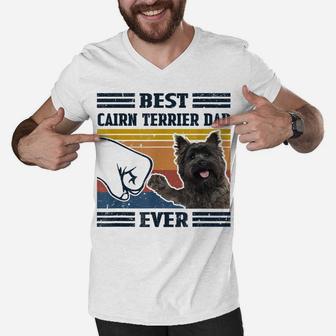 Dog Vintage Best Cairn Terrier Dad Ever Father's Day Men V-Neck Tshirt | Crazezy
