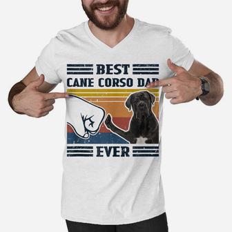 Dog Vintage Best Cane Corso Dad Ever Father's Day Men V-Neck Tshirt | Crazezy UK