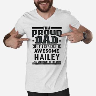 Family Fathers Day Gift Dad Daughter Hailey Name T-Shirt Men Men V-Neck Tshirt | Crazezy AU