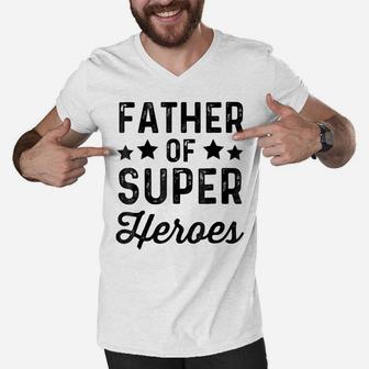 Father Super Heroes | Funny Superhero Daddy Shirt Men V-Neck Tshirt | Crazezy UK