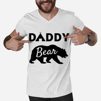 Fathers Day Gift From Wife Son Daughter Baby Kids Daddy Bear Men V-Neck Tshirt | Crazezy
