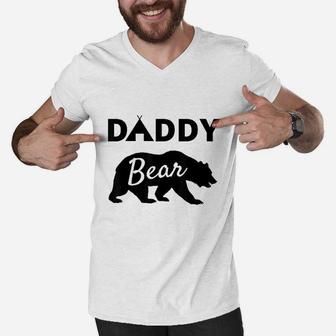 Fathers Day Gift From Wife Son Daughter Baby Kids Daddy Bear Men V-Neck Tshirt | Crazezy AU