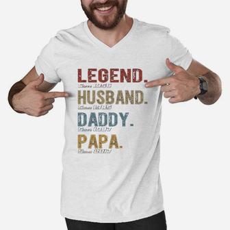 Fathers Day Legend Husband Daddy Papa Men V-Neck Tshirt | Crazezy CA