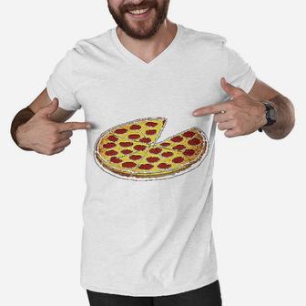 Funny Dads Pizza Pie And Slice Dad Men V-Neck Tshirt | Crazezy DE