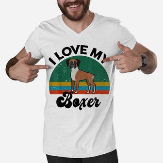 Funny I Love My Boxer For Dog Mom Dad Lover Men V-Neck Tshirt | Crazezy