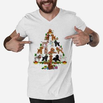 Funny Poodle Christmas Tree Ornament Decor Xmas Dog Dad Mom Men V-Neck Tshirt | Crazezy DE