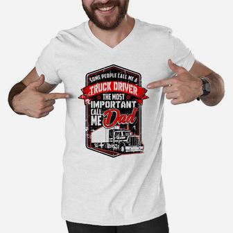Funny Semi Truck Driver T Shirt Gift For Truckers And Dads Men V-Neck Tshirt | Crazezy