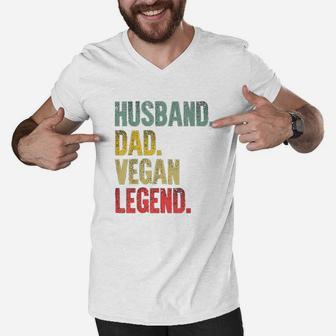Funny Vintage Gift Thusband Dad Vegan Legend Retro Men V-Neck Tshirt | Crazezy CA