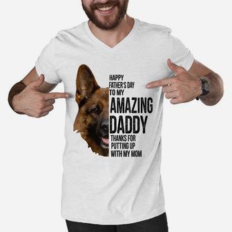German Shepherd Dad Happy Fathers Day To My Amazing Dad Dog Men V-Neck Tshirt | Crazezy