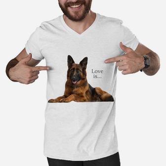 German Shepherd Shirt Shepard Dog Mom Dad Love Pet Puppy Tee Raglan Baseball Tee Men V-Neck Tshirt | Crazezy