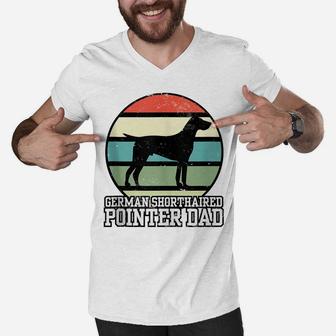 German Shorthaired Pointer Dad I Retro Pointer Dog Men V-Neck Tshirt | Crazezy