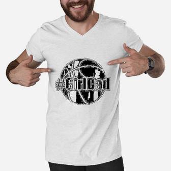 Girl Dad Basketball Men V-Neck Tshirt - Thegiftio UK