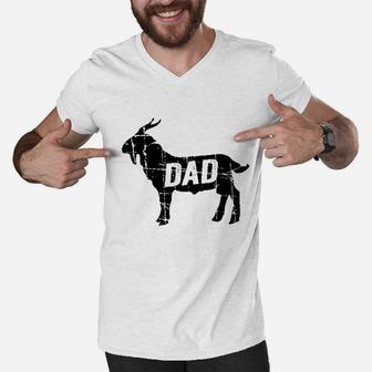 Goat Dad Greatest Men V-Neck Tshirt | Crazezy