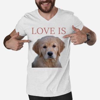Golden Retriever Shirt Dog Mom Dad Love Puppy Pet Tee Cute Men V-Neck Tshirt | Crazezy